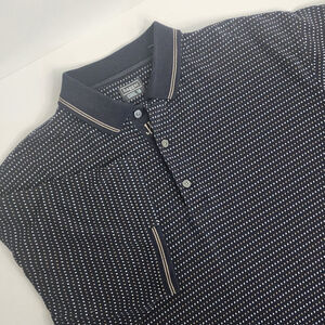 Haggar Cool 18 Navy Blue Polo Short Sleeve Golf Button Casual Mens‎ Size Large